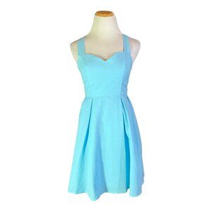 NWT Lauren James Size XS Livingston Dress Sleeveless Light Blue Seersucker